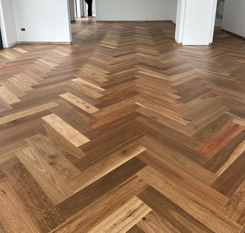 Spotted Gum Herringbone Floor - Engineered 14/3 Australian Timber Flooring