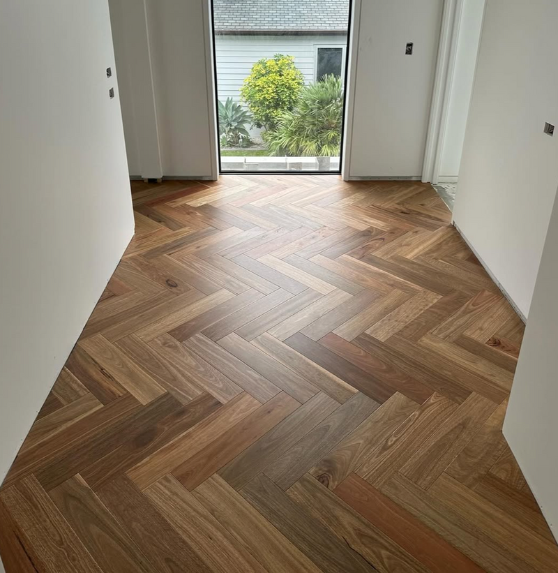 Spotted Gum Herringbone Floor - Engineered 14/3 Australian Timber Flooring