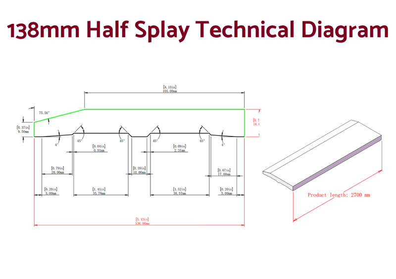 Half Splay - Pine Skirting Boards 2700mm (S3S Primed & Finger Jointed)