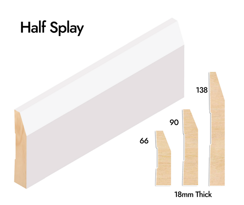 Half Splay - Pine Skirting Boards 2700mm (S3S Primed & Finger Jointed)