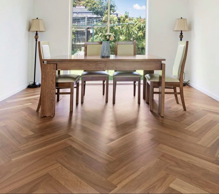 Spotted Gum Herringbone Floor - Engineered 14/3 Australian Timber Flooring